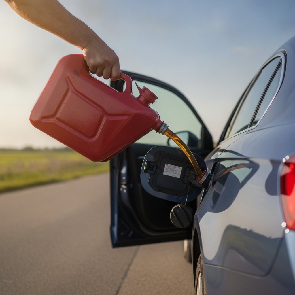 car fuel delivery using a jerry can